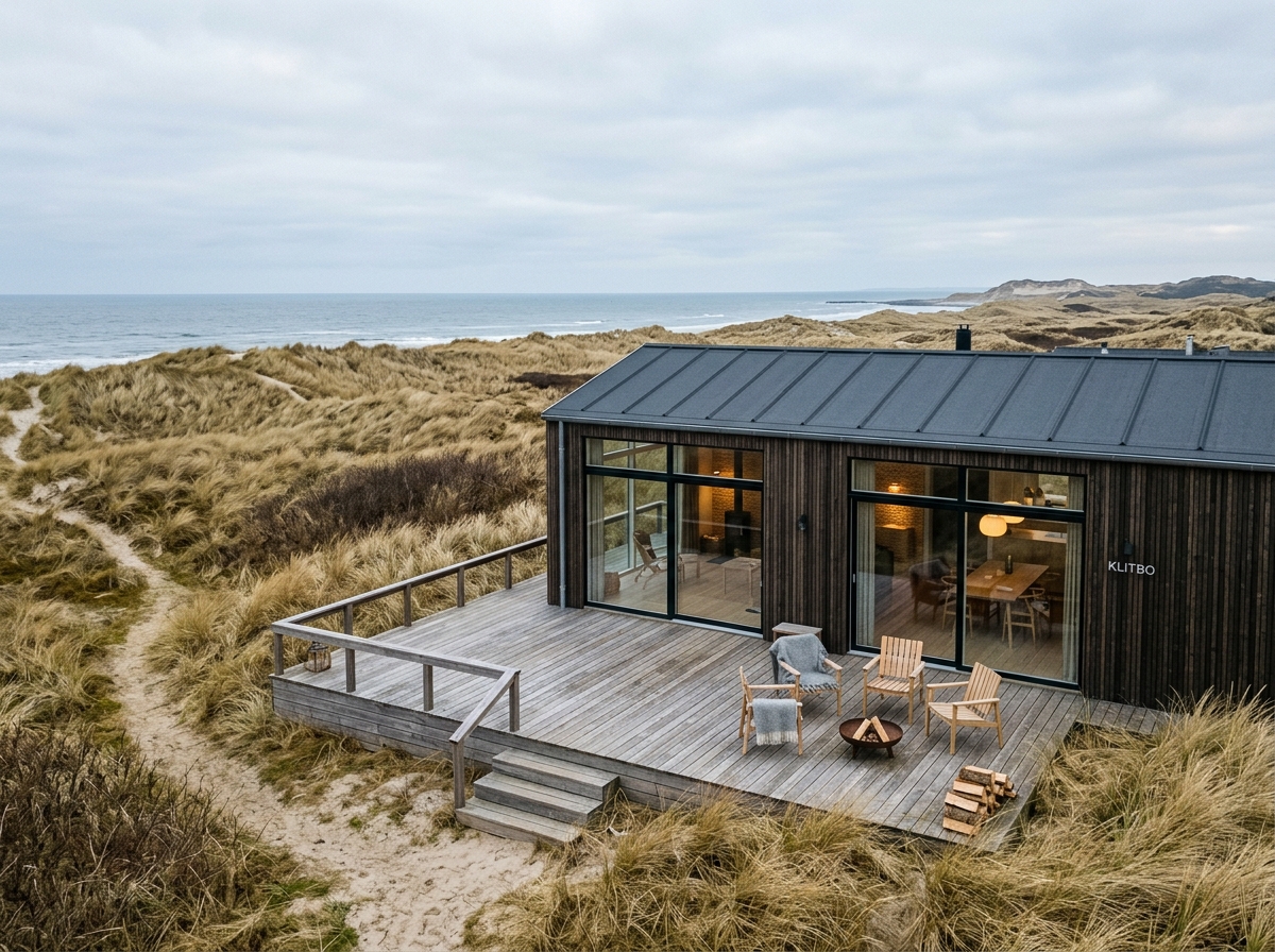 Modernes dänisches Ferienhaus in den Dünen an der Nordsee